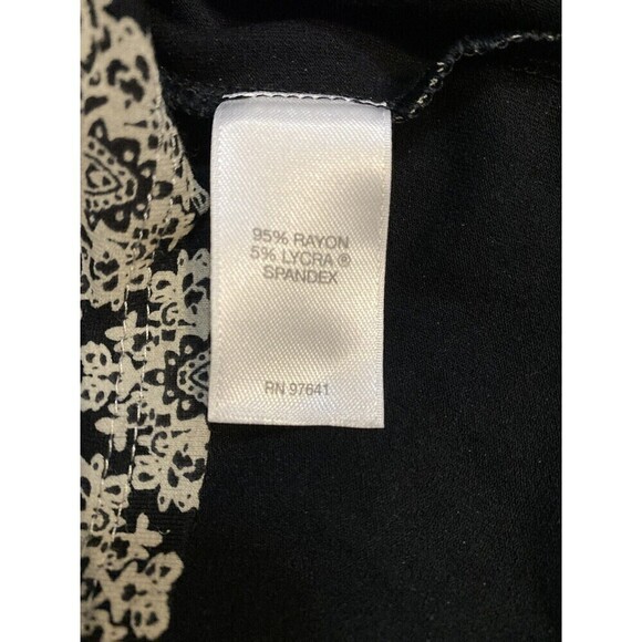 J Jill Dress Black Wearever Paisley Print 3/4 Sleeve Knee Length Pull On XSP - Picture 5 of 8